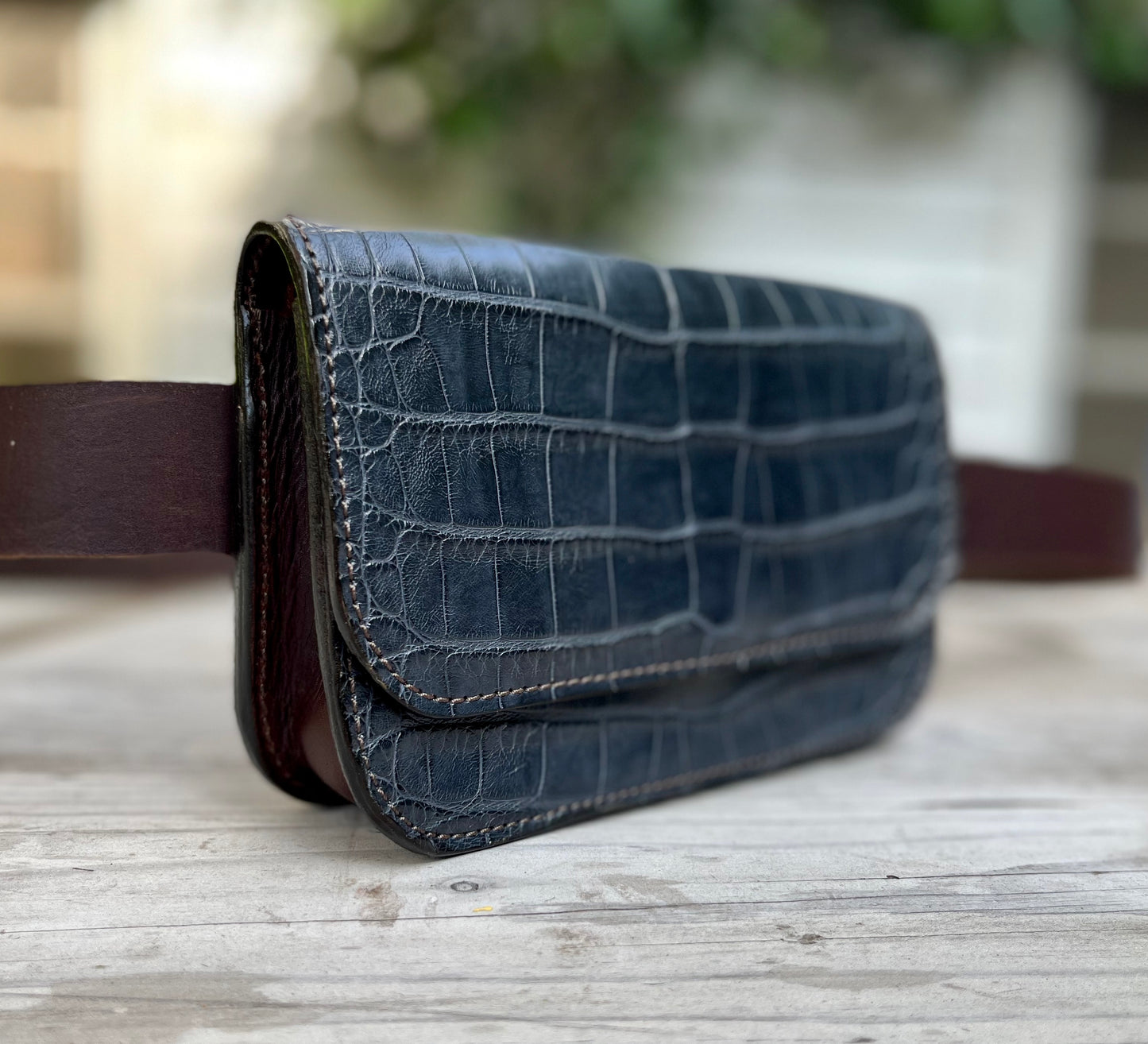 Blue Alligator Belt Bag