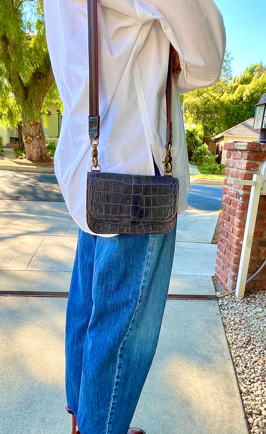 Blue Alligator Belt Bag