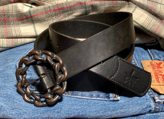 Black Belt w/ Vintage Chain Buckle