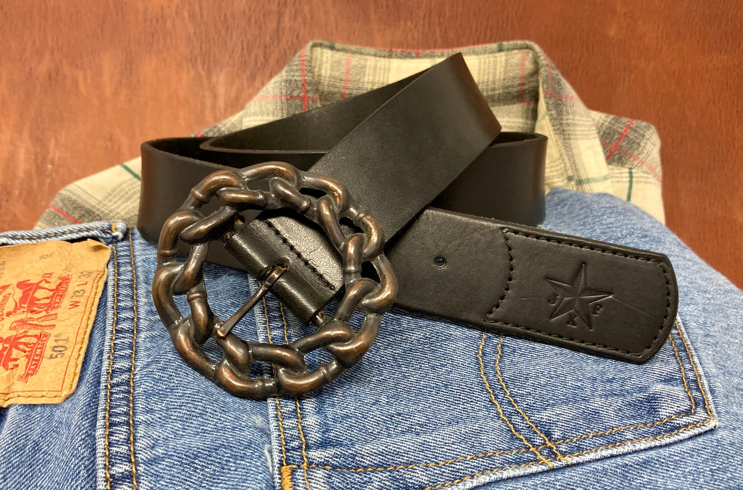 Black Belt w/ Vintage Chain Buckle