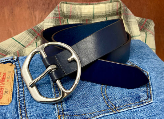 Navy Hermann Oak Leather Belt