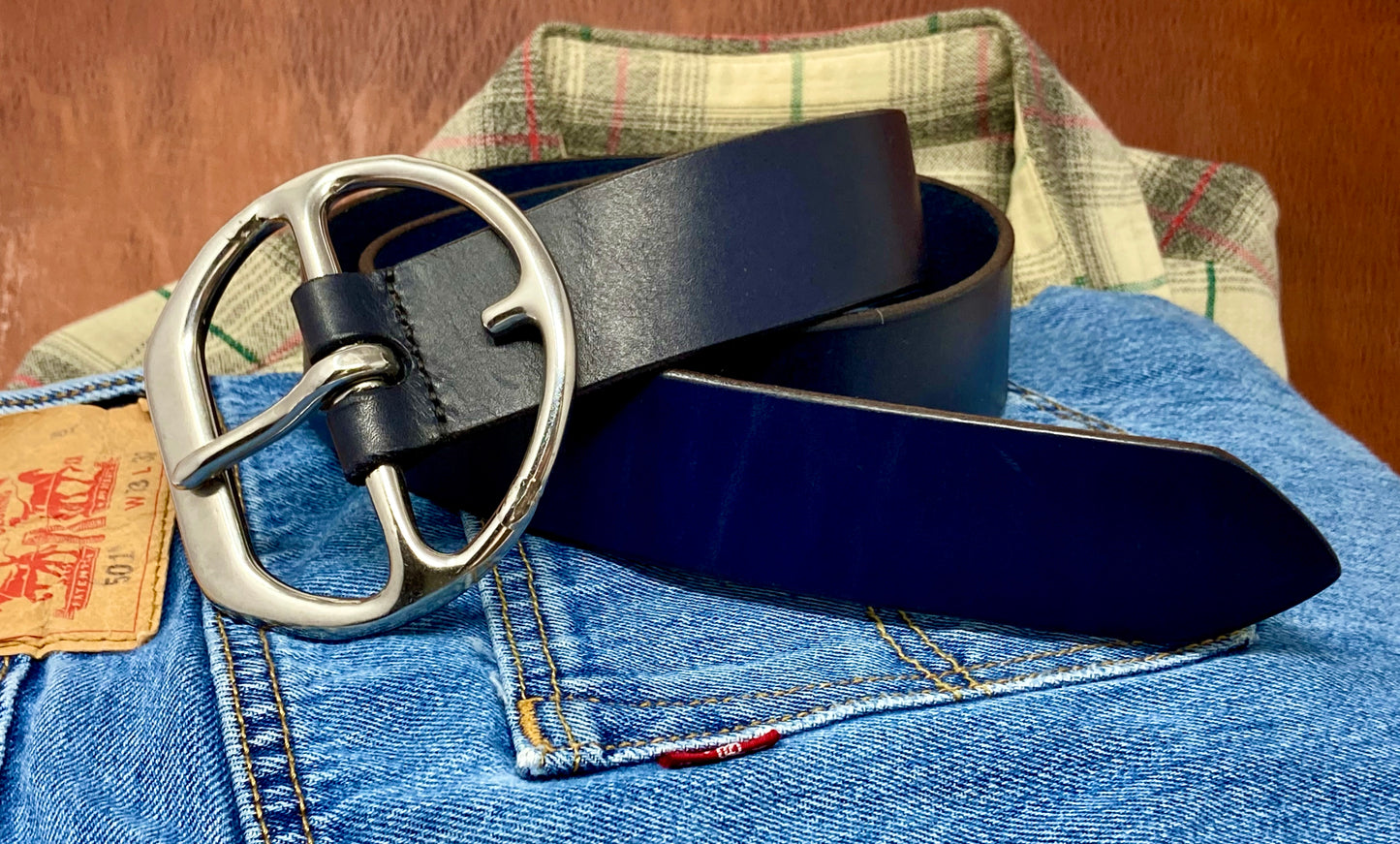 Navy Hermann Oak Leather Belt