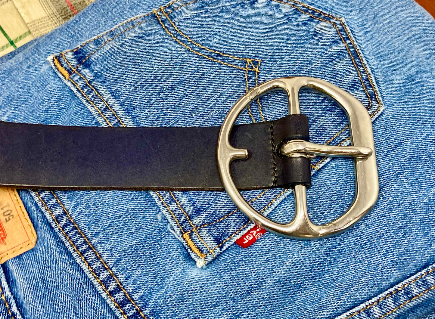 Navy Hermann Oak Leather Belt