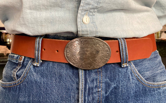 Bridle Leather Belt w/ Vintage Buckle