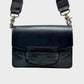 Black Slot Bag with Alligator Trim