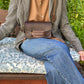 Brown Slot Bag With Alligator Trim