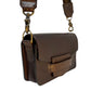 Brown Slot Bag With Alligator Trim