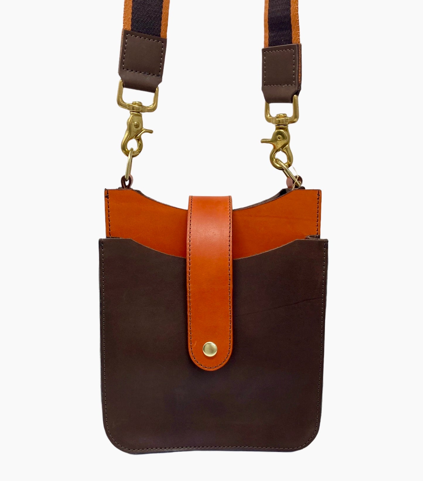 Classic Brown and Orange Two-Pocket Bag