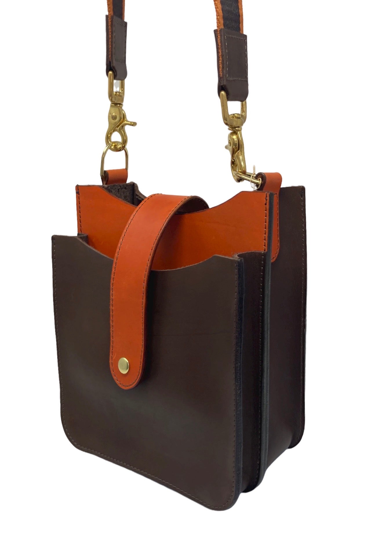 Classic Brown and Orange Two-Pocket Bag