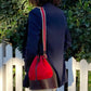 Red & Brown Cinch Bag