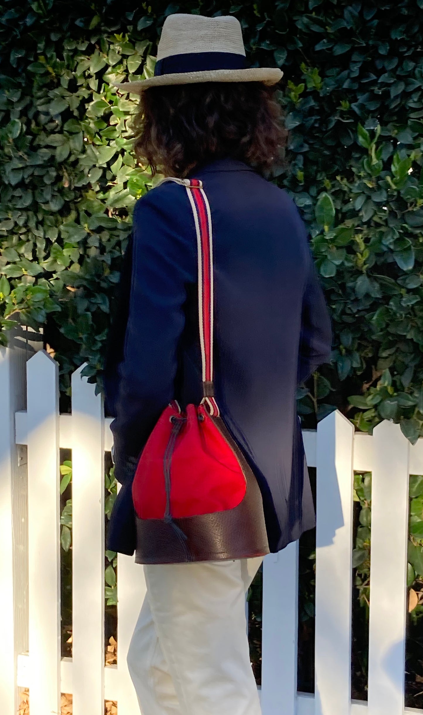 Red & Brown Cinch Bag