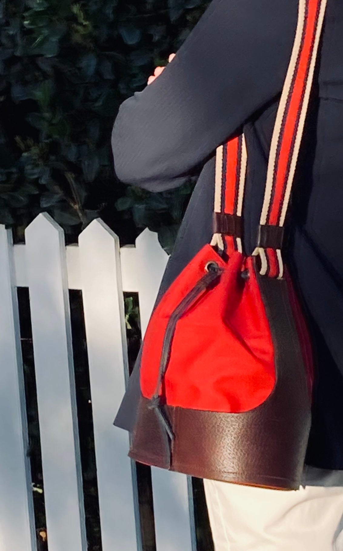 Red & Brown Cinch Bag