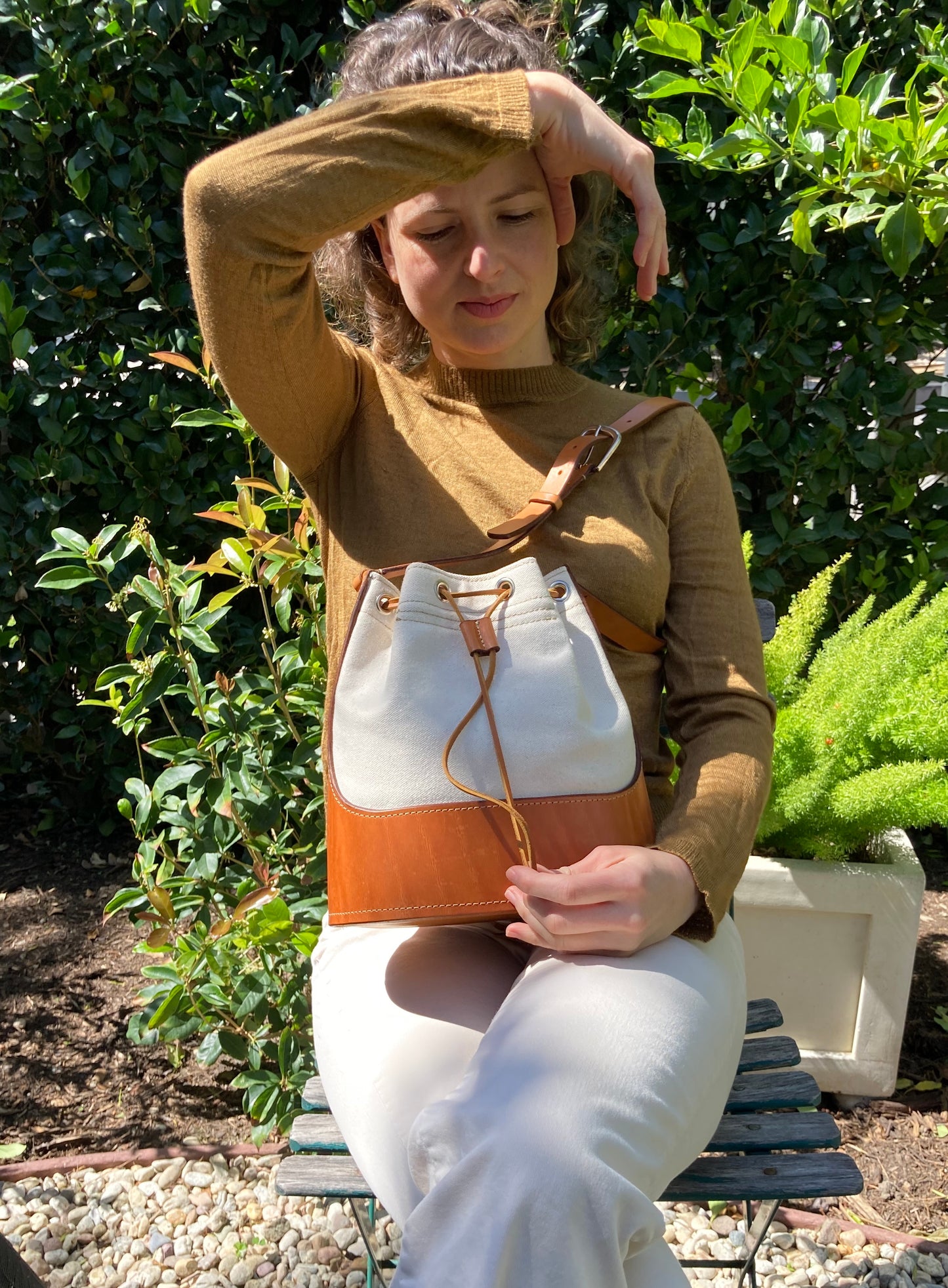 Hermann Oak & Canvas Cinch Bag