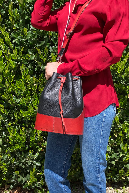 Black & Red Cinch Bag