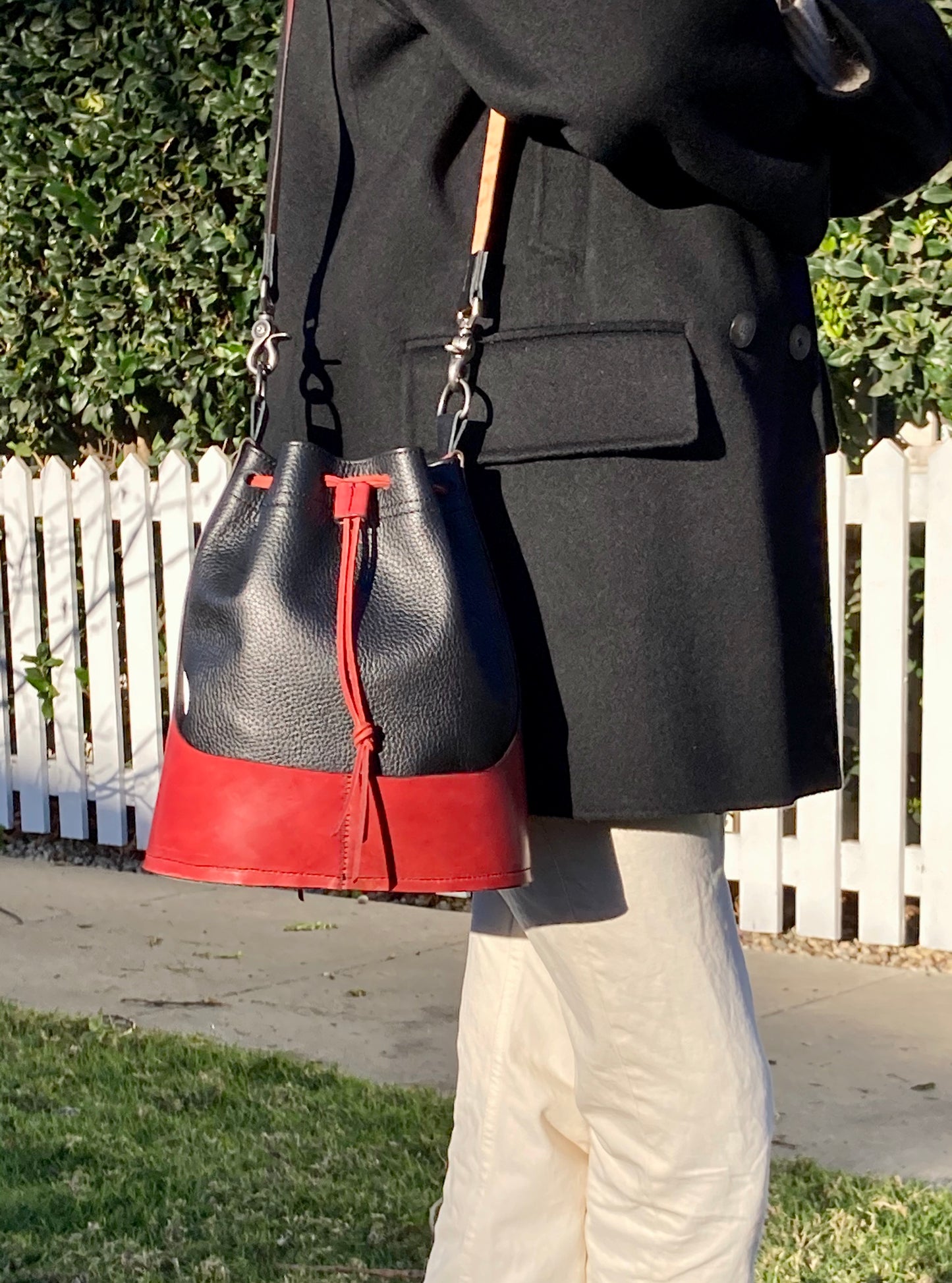 Black & Red Cinch Bag