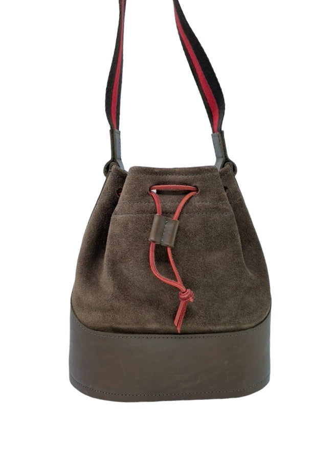 Brown Suede Cinch Bag