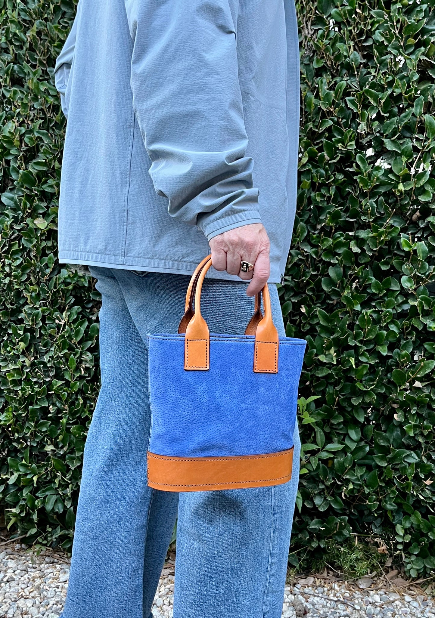 Blue Suede Tote Bag