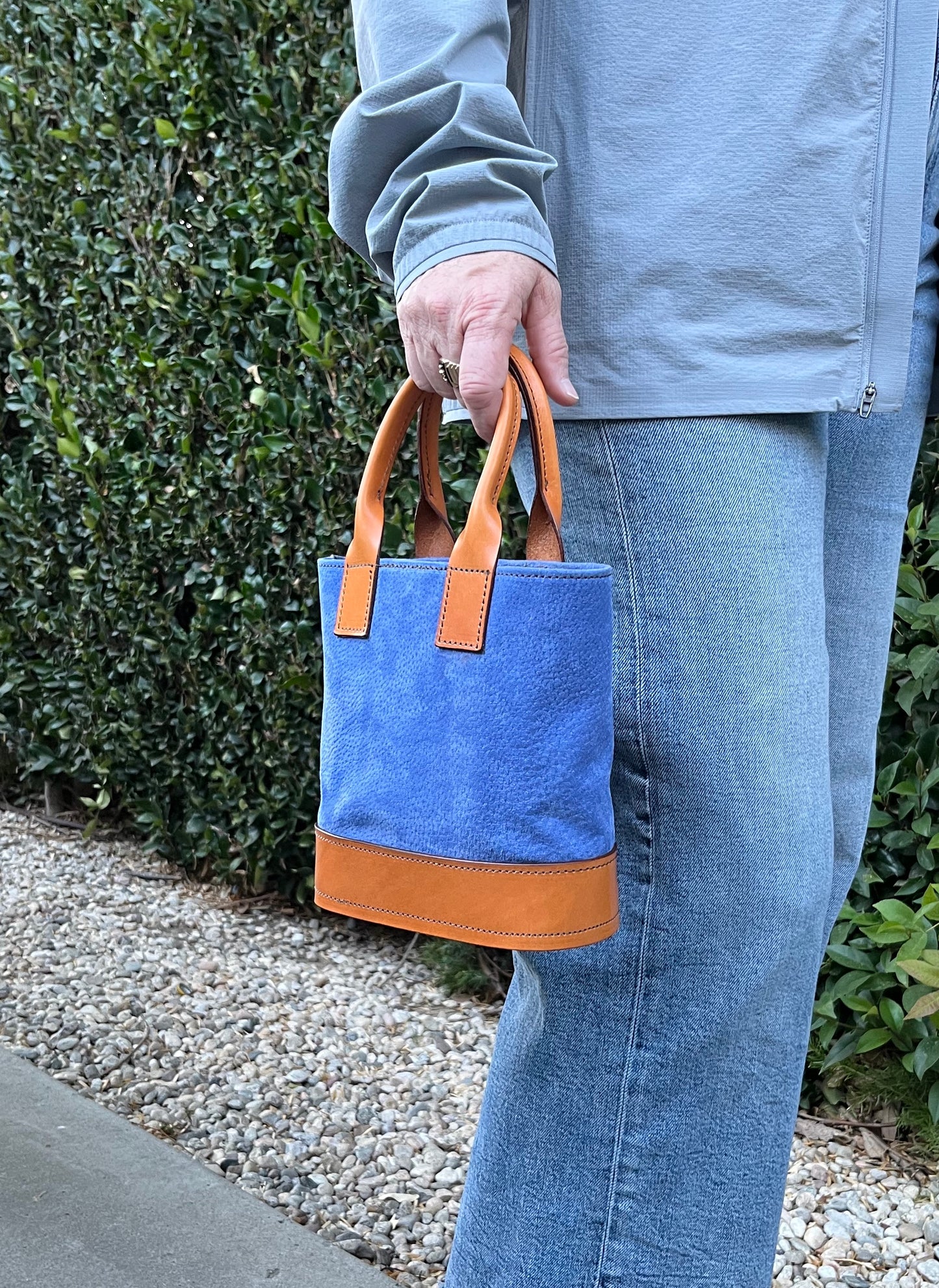 Blue Suede Tote Bag