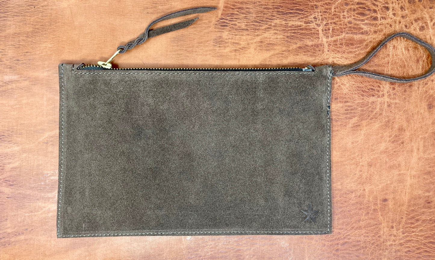 Suede Zippered Pouch