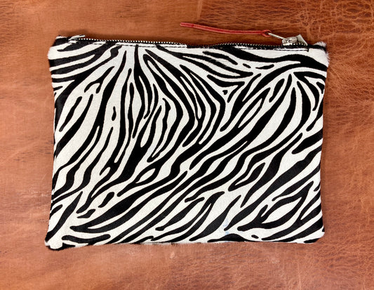 Zebra Print Leather Pouch