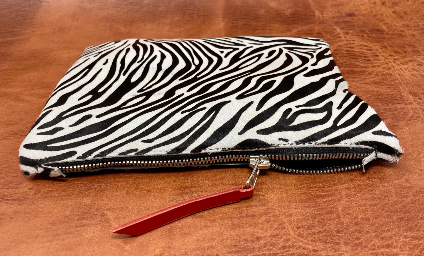 Zebra Print Leather Pouch