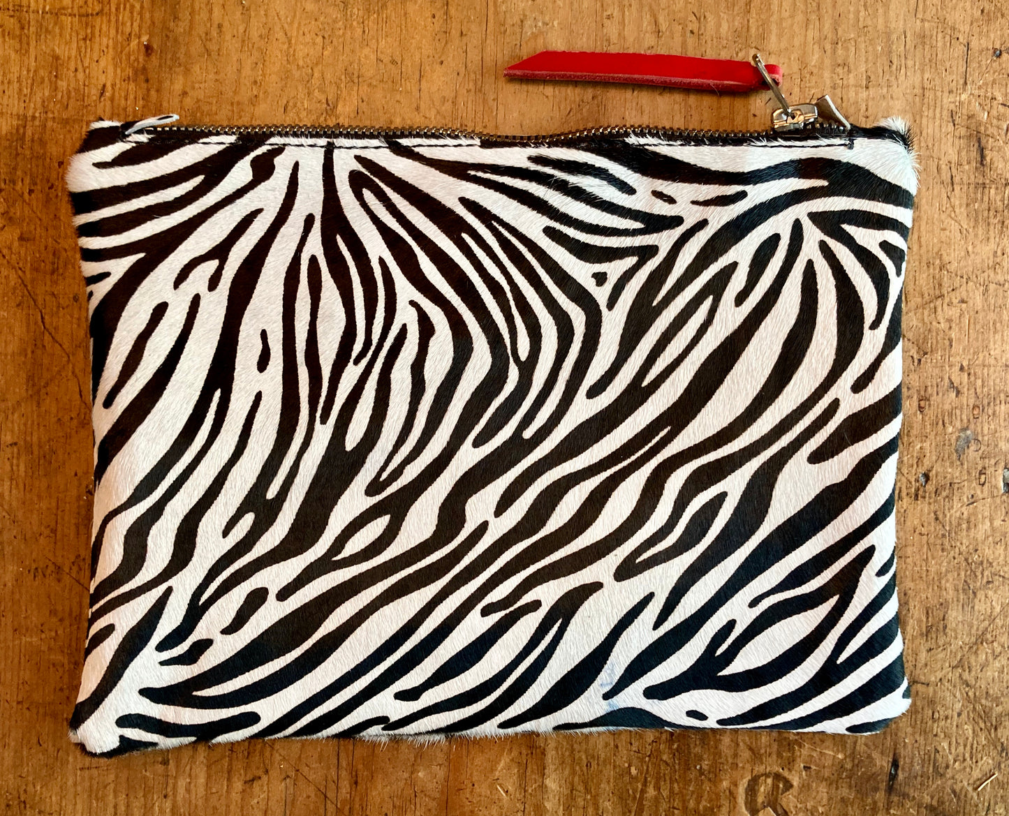 Zebra Print Leather Pouch