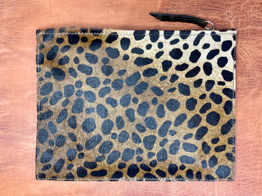 Leopard Print Leather Pouch
