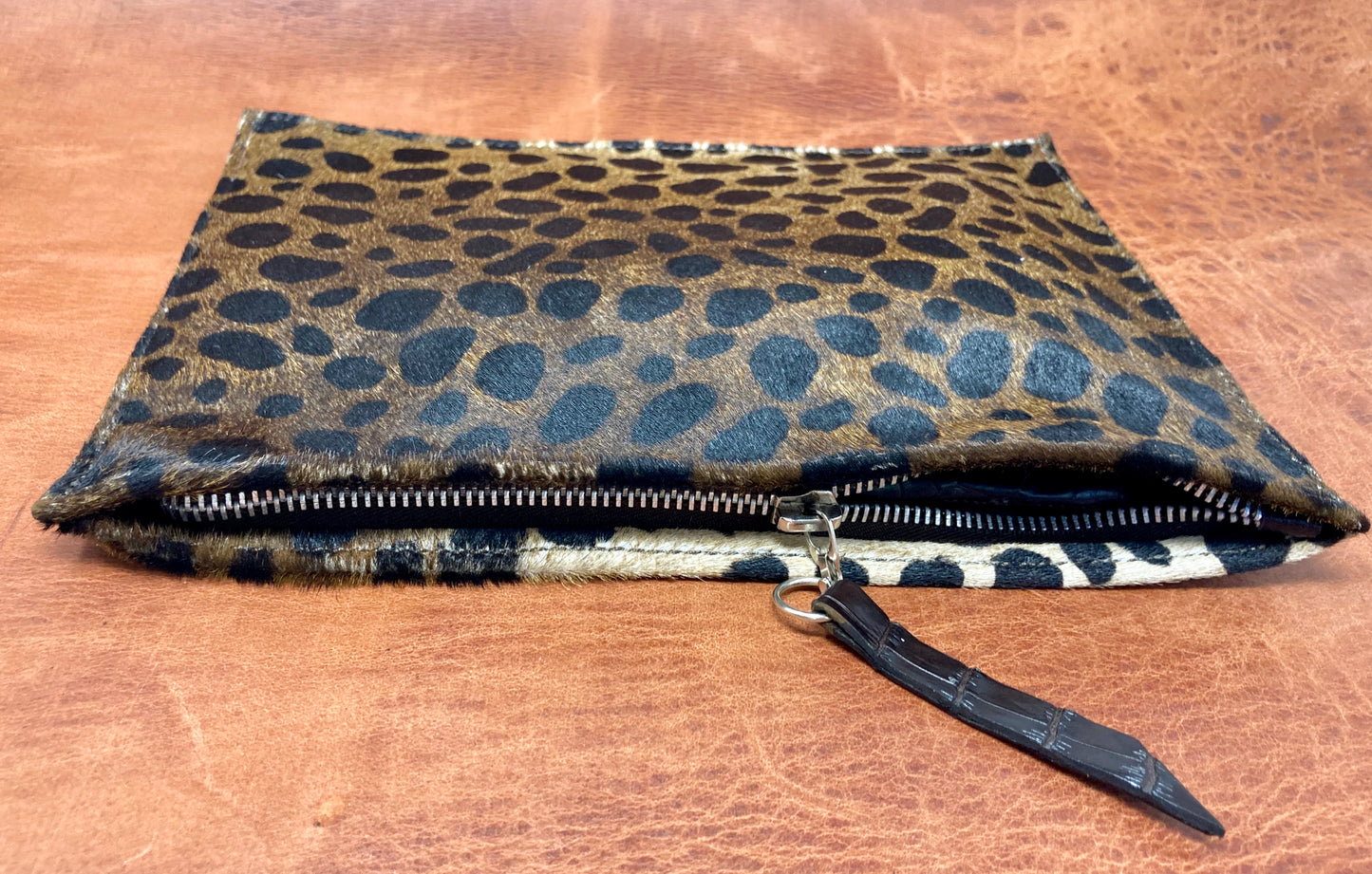 Leopard Print Leather Pouch