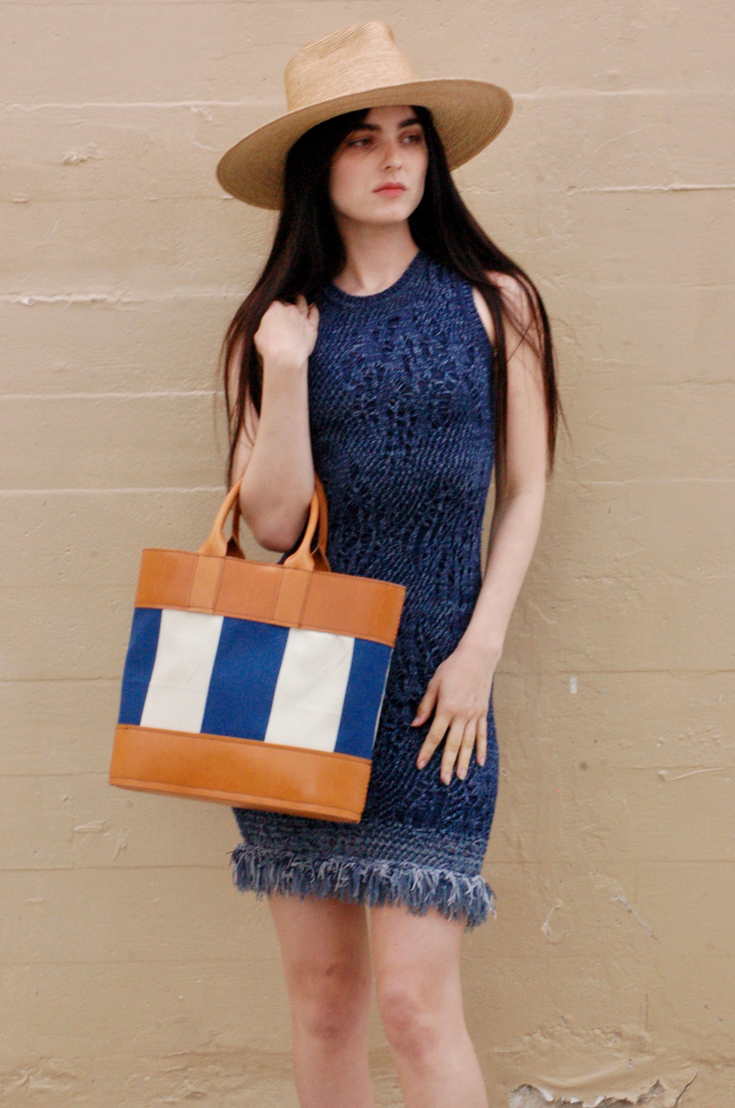 Striped Canvas Tote Bag