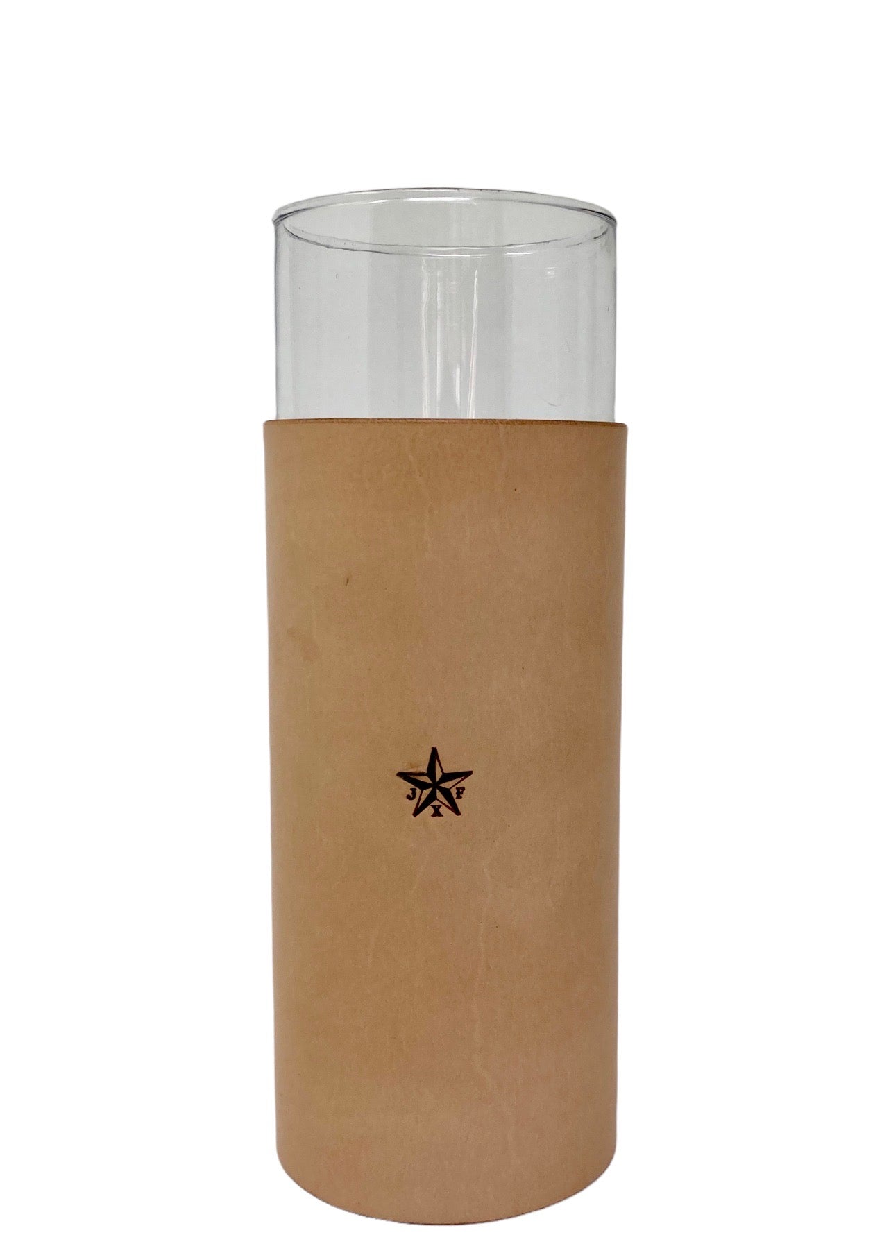 Veg Tan Leather Covered Vase