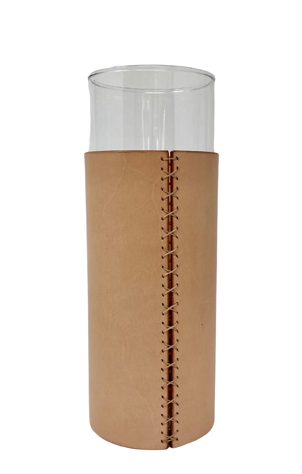 Veg Tan Leather Covered Vase