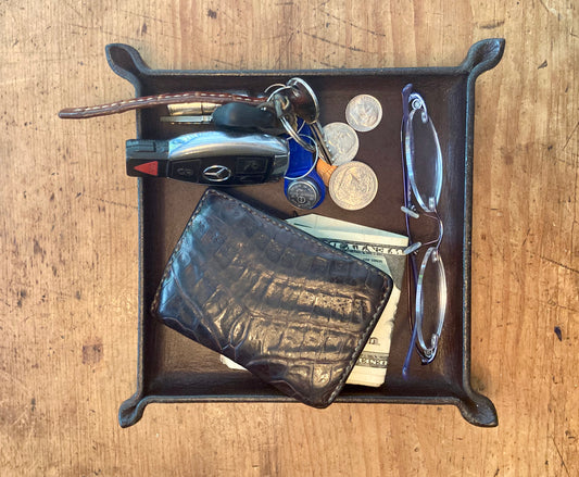 Burgundy Leather Valet Tray