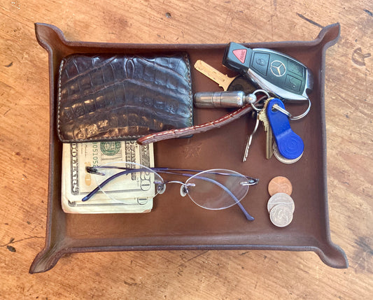 Brown Leather Valet Tray