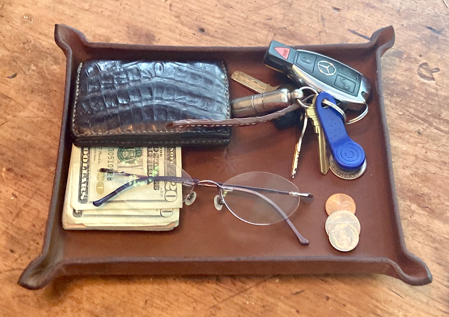 Brown Leather Valet Tray